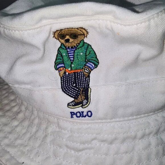 Polo Ralph Lauren Bucket Hat - Polo Bear - White /   Small-Medium - Picture 7 of 8